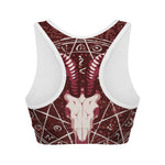 Goat Skull Pentagram Print Women's Sports Bra
