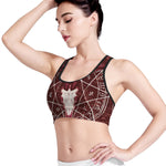 Goat Skull Pentagram Print Women's Sports Bra