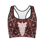 Goat Skull Pentagram Print Women's Sports Bra