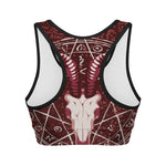 Goat Skull Pentagram Print Women's Sports Bra