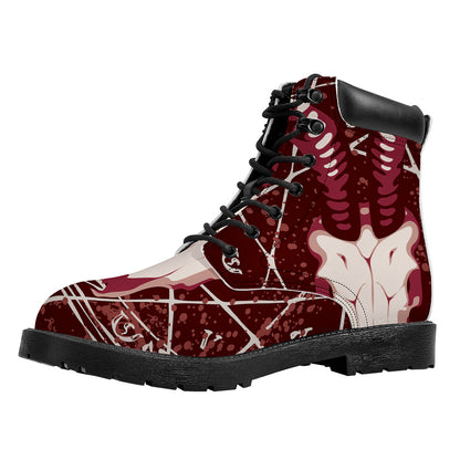 Goat Skull Pentagram Print Work Boots
