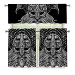 God Odin With Huginn And Muninn Print 3 Piece Kitchen Curtains