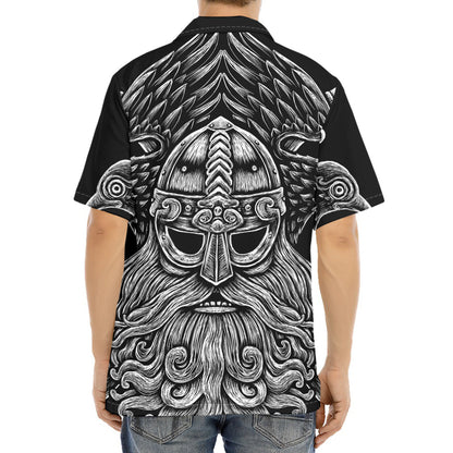 God Odin With Huginn And Muninn Print Aloha Shirt