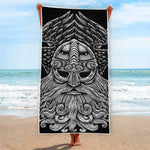 God Odin With Huginn And Muninn Print Beach Towel