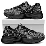 God Odin With Huginn And Muninn Print Black Chunky Shoes