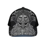 God Odin With Huginn And Muninn Print Black Mesh Trucker Cap