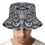 God Odin With Huginn And Muninn Print Bucket Hat