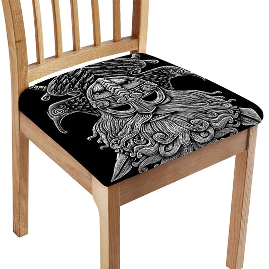 God Odin With Huginn And Muninn Print Chair Cushion Cover
