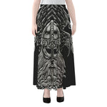 God Odin With Huginn And Muninn Print Chiffon Maxi Skirt