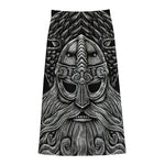 God Odin With Huginn And Muninn Print Cotton Front Slit Maxi Skirt