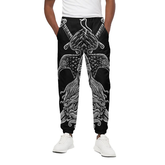God Odin With Huginn And Muninn Print Cotton Pants