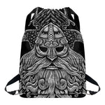 God Odin With Huginn And Muninn Print Drawstring Backpack