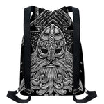 God Odin With Huginn And Muninn Print Drawstring Backpack