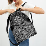 God Odin With Huginn And Muninn Print Drawstring Backpack