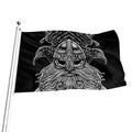 God Odin With Huginn And Muninn Print Flag