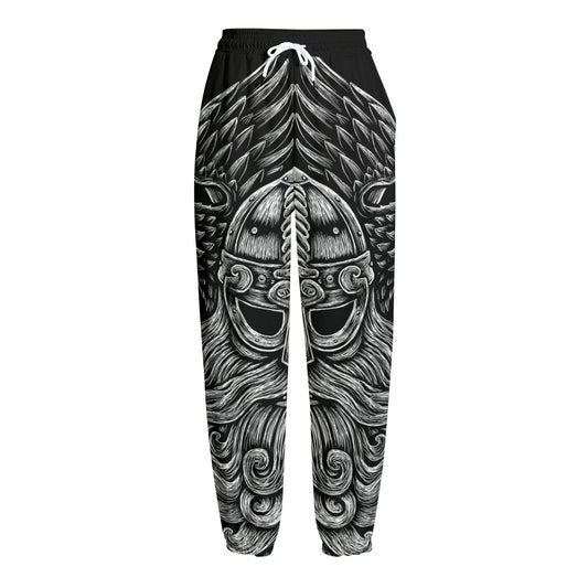 God Odin With Huginn And Muninn Print Fleece Lined Knit Pants