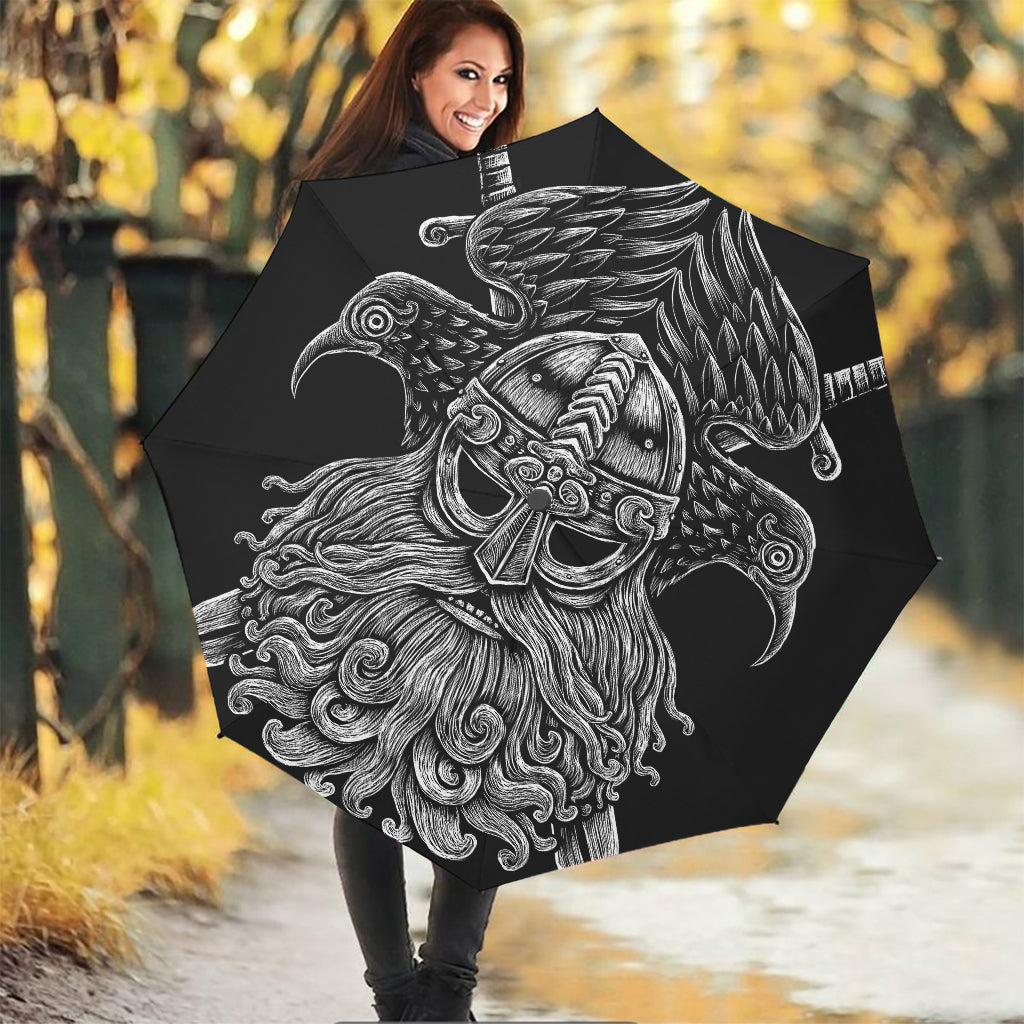 God Odin With Huginn And Muninn Print Foldable Umbrella