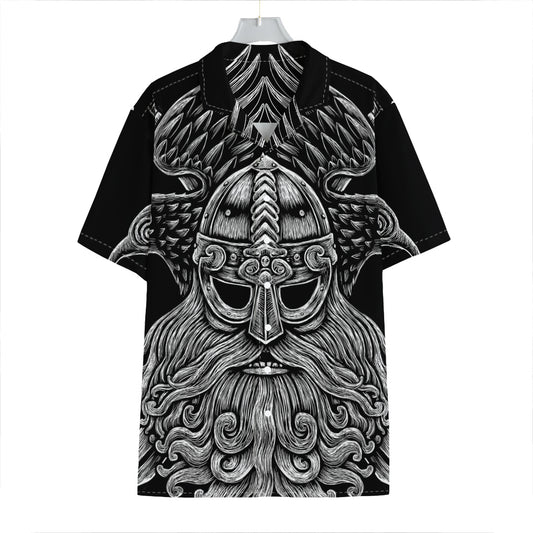God Odin With Huginn And Muninn Print Hawaiian Shirt