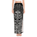 God Odin With Huginn And Muninn Print High Slit Maxi Skirt