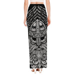 God Odin With Huginn And Muninn Print High Slit Maxi Skirt