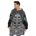 God Odin With Huginn And Muninn Print Hoodie Blanket