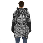 God Odin With Huginn And Muninn Print Hoodie Blanket