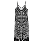 God Odin With Huginn And Muninn Print Jersey Midi Cami Dress