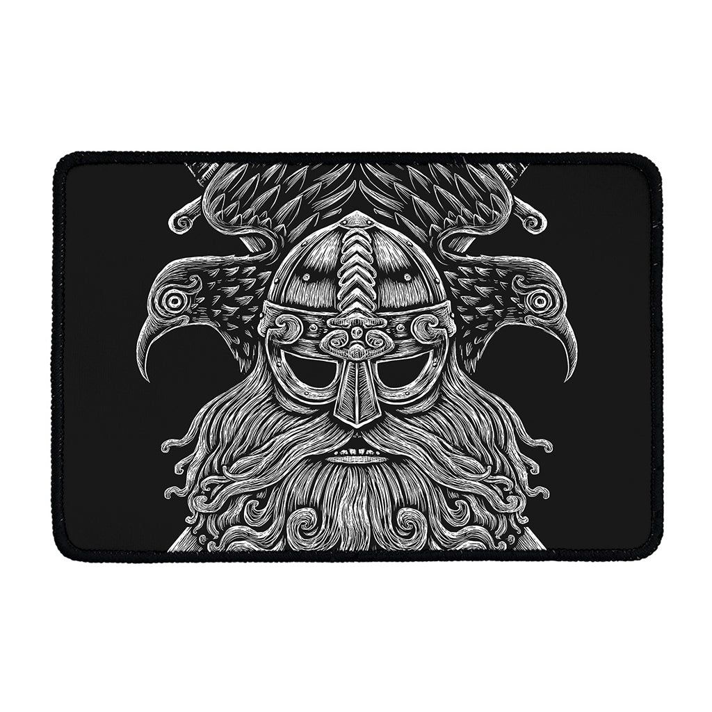 God Odin With Huginn And Muninn Print Kitchen Mat