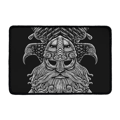 God Odin With Huginn And Muninn Print Kitchen Mat