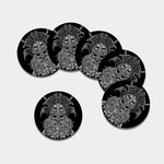 God Odin With Huginn And Muninn Print Leather Coaster Set