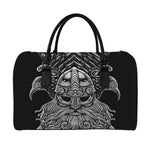 God Odin With Huginn And Muninn Print Leather Duffle Bag