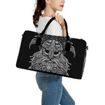 God Odin With Huginn And Muninn Print Leather Duffle Bag