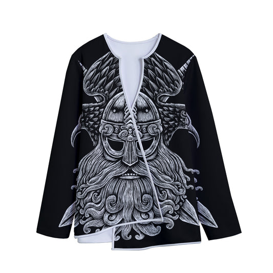 God Odin With Huginn And Muninn Print Long Sleeve Short Coat