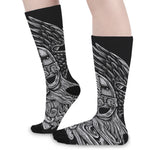 God Odin With Huginn And Muninn Print Long Socks