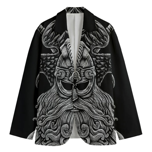 God Odin With Huginn And Muninn Print Men's Blazer