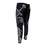 God Odin With Huginn And Muninn Print Men's Compression Pants