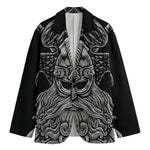 God Odin With Huginn And Muninn Print Men's Cotton Blazer