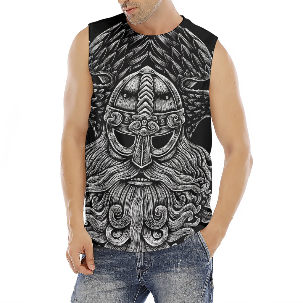 God Odin With Huginn And Muninn Print Men's Fitness Tank Top