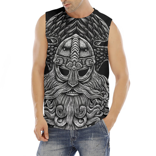 God Odin With Huginn And Muninn Print Men's Fitness Tank Top
