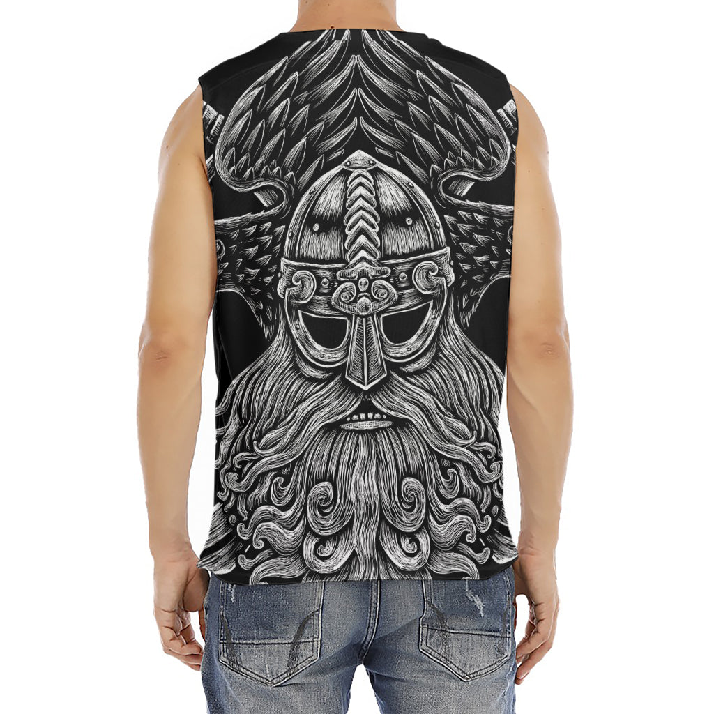 God Odin With Huginn And Muninn Print Men's Fitness Tank Top