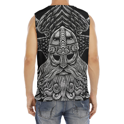 God Odin With Huginn And Muninn Print Men's Fitness Tank Top