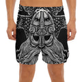 God Odin With Huginn And Muninn Print Men's Split Running Shorts