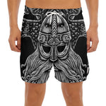 God Odin With Huginn And Muninn Print Men's Split Running Shorts
