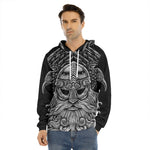God Odin With Huginn And Muninn Print Men's Velvet Pullover Hoodie
