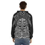 God Odin With Huginn And Muninn Print Men's Velvet Pullover Hoodie