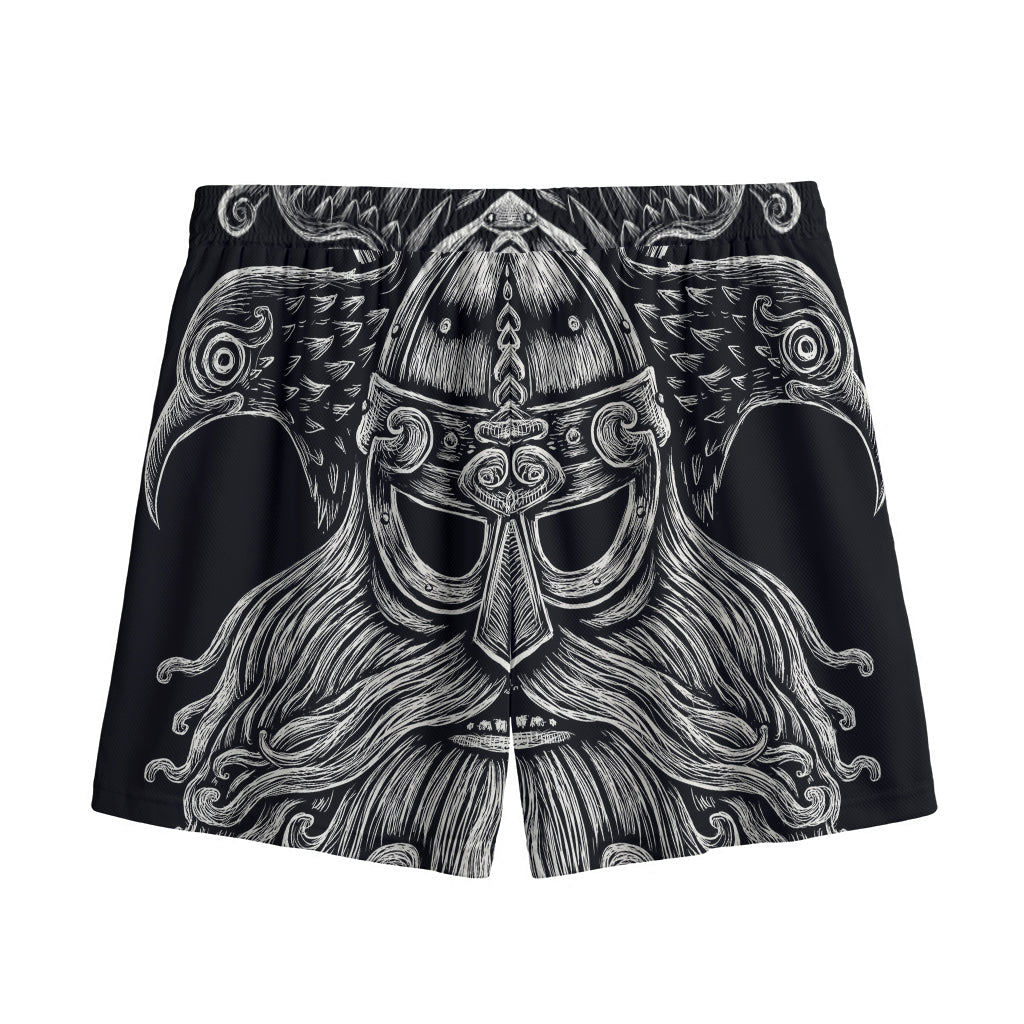God Odin With Huginn And Muninn Print Mesh Shorts