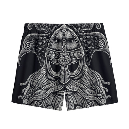 God Odin With Huginn And Muninn Print Mesh Shorts