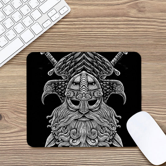 God Odin With Huginn And Muninn Print Mouse Pad