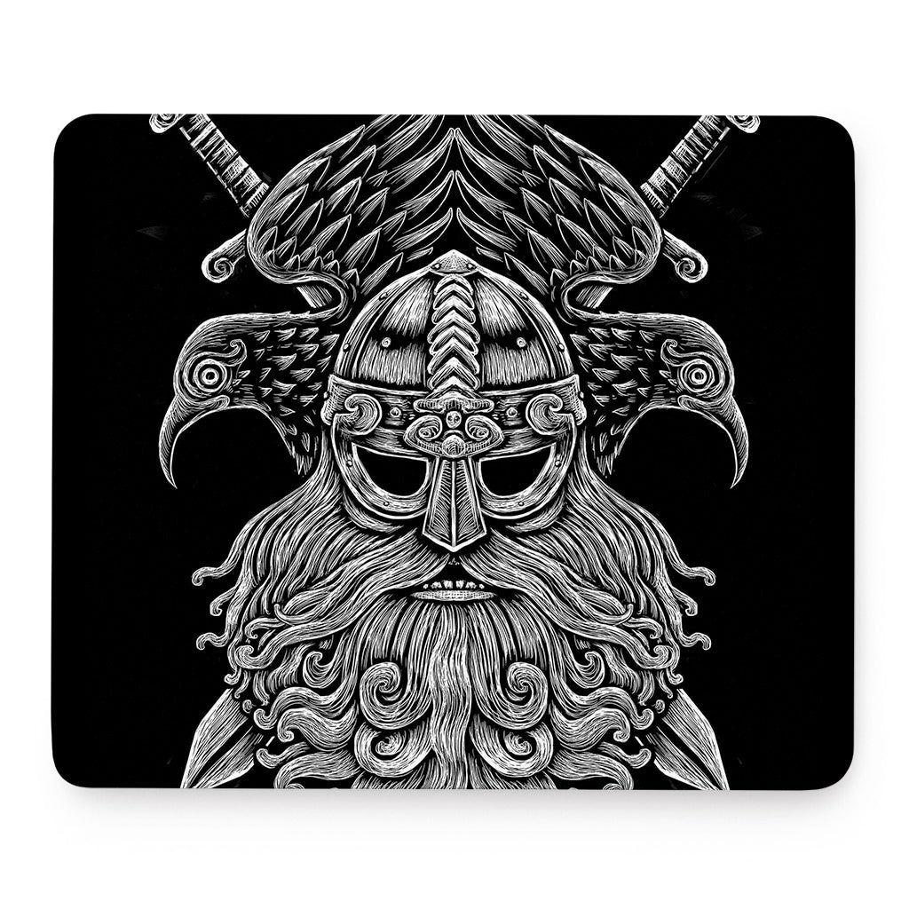 God Odin With Huginn And Muninn Print Mouse Pad
