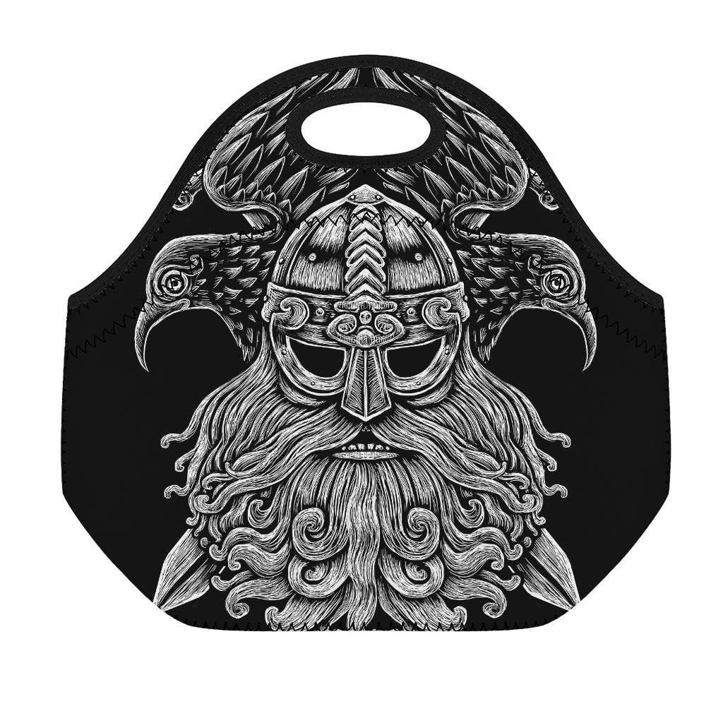 God Odin With Huginn And Muninn Print Neoprene Lunch Bag